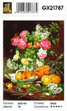 Картина по номерам 40x50 Натюрморт с букетом цветов и фруктами на столе