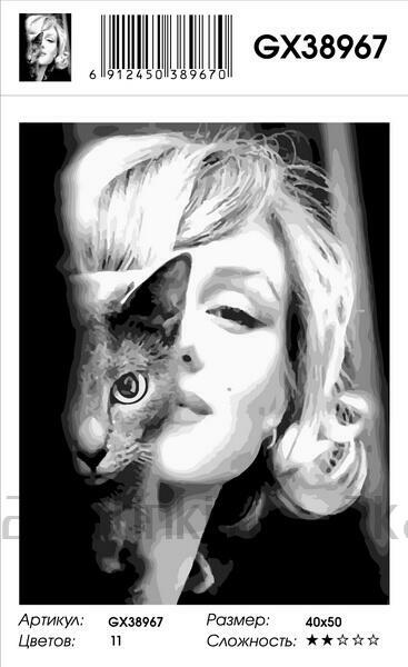 Картина по номерам 40x50 Кошечка Мэрилин Монро