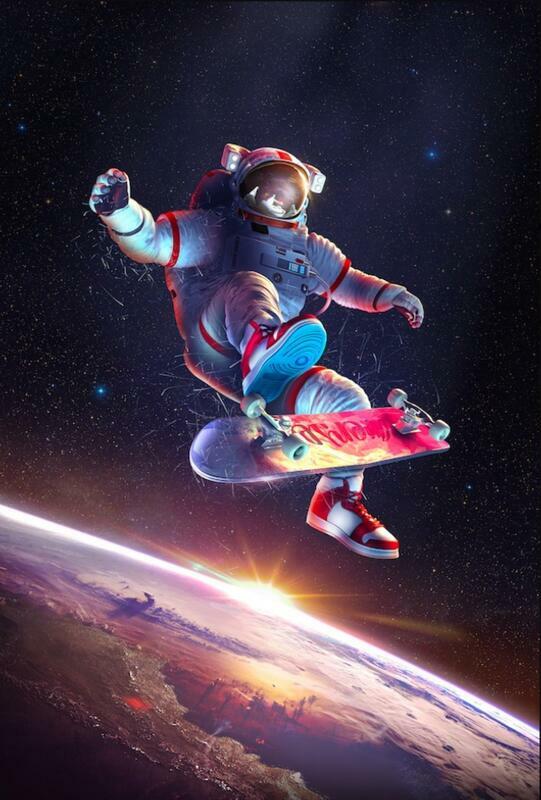 Картина по номерам 40x50 Космонавт на скейте