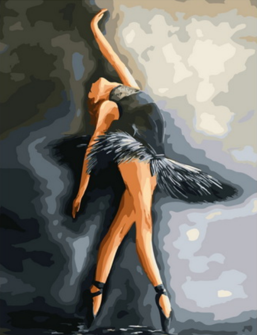 Картина по номерам 40x50 Балерина - Черный лебедь