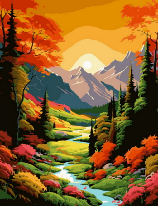 Картина по номерам 40x50 Красивый осенний пейзаж среди гор
