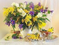 Без бренда «Букет из мимозы и колокольчиков в вазе» в Стерлитамаке в интернет-магазине  Без бренда «Букет из мимозы и колокольчиков в вазе» в Стерлитамаке