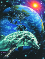 Дельфин на фоне планеты