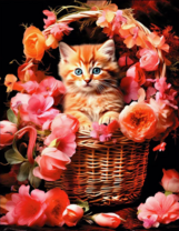 Без бренда «Рыжий котенок в корзине с цветами» в Стерлитамаке в интернет-магазине  Без бренда «Рыжий котенок в корзине с цветами» в Стерлитамаке
