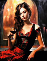 Без бренда «Обворожительная брюнетка с бокалом красного вина» в Стерлитамаке