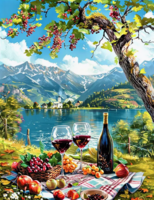 Без бренда «Винный натюрморт с бокалами, бутылкой вина, фруктами и ягодами» в Стерлитамаке в интернет-магазине Без бренда «Винный натюрморт с бокалами, бутылкой вина, фруктами и ягодами» в Стерлитамаке