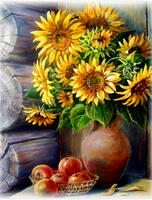 Без бренда «Кувшин с подсолнухами и корзинка с яблоками» в Стерлитамаке